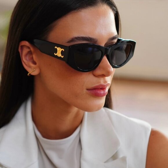 Celine CL40308U 57B TRIOMPHE Sunglasses Beige Cat Eye Frame, Grey Lenses - Picture 3 of 13